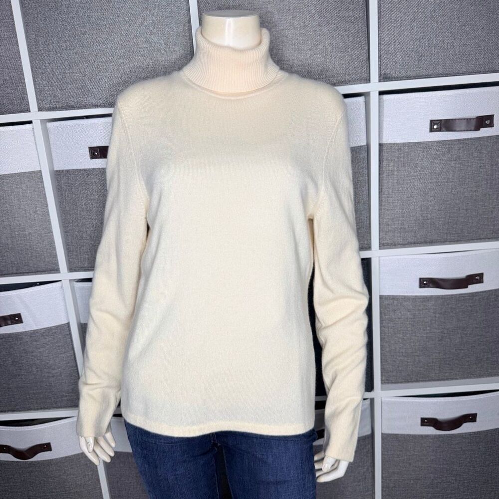 Only Mine Ivory 100% Cashmere Turtleneck Sweater Size Large